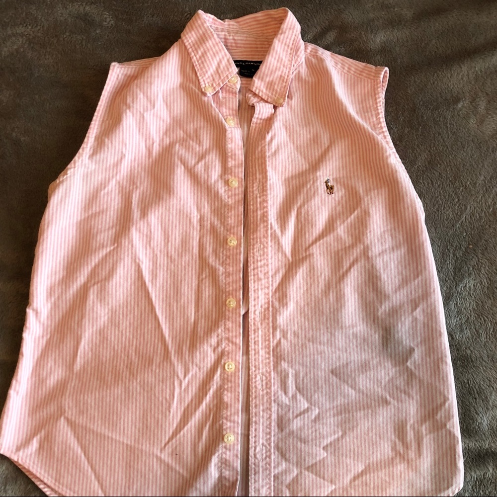 Ralph Lauren Pink Striped Button Blouse
